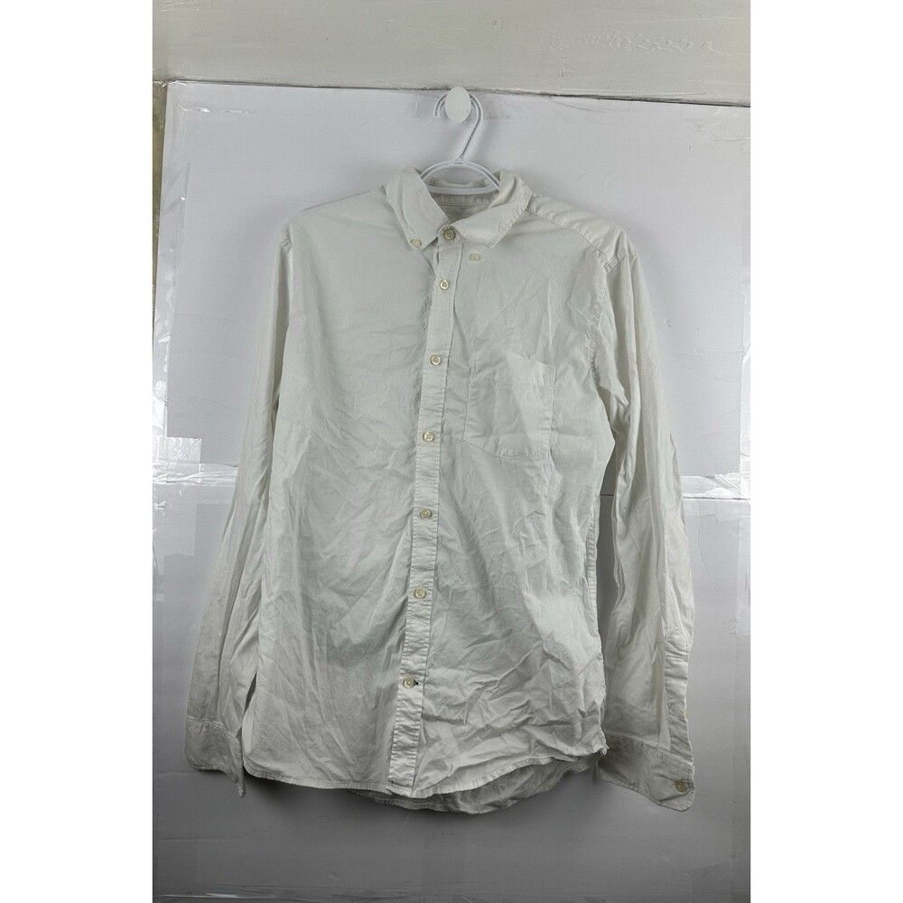 Gap Mens White Slim Fit Stretch Poplin Button Down Shirt Long Sleeve Size M